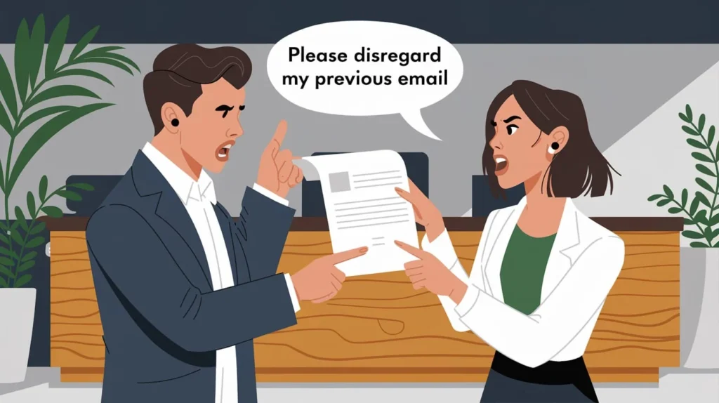 Pros or Cons of Saying "Please Disregard My Previous Email"