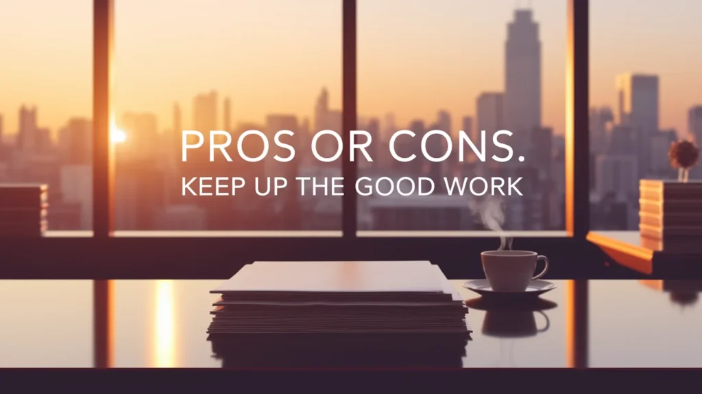 Pros or Cons "Keep Up the Good Work"